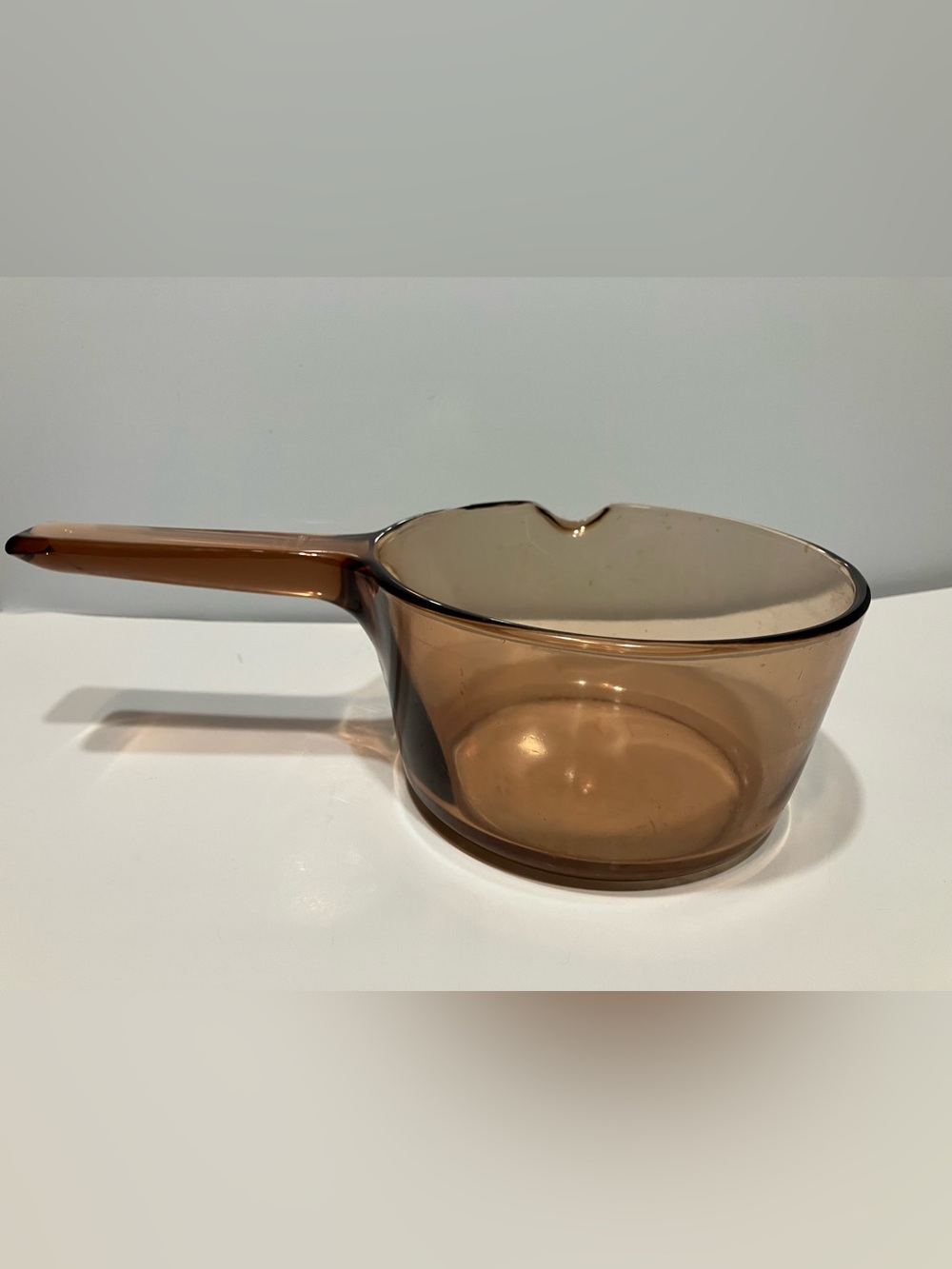 Corning Vision Ware Amber 1L Sauce Pan With Spout USA Used No Lid